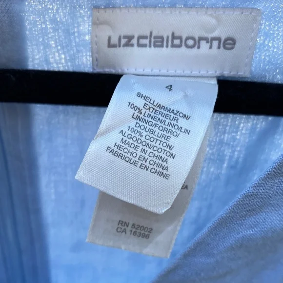 Liz Claiborne Sky Blue V-Neck Linen Dress - Picture 3 of 3